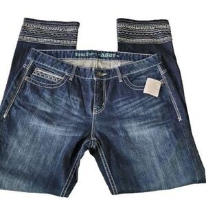 Cruel Denim Abby Women's Blue Zip-Fly Mid-Rise Embroidered Jeans Size 33 NWT